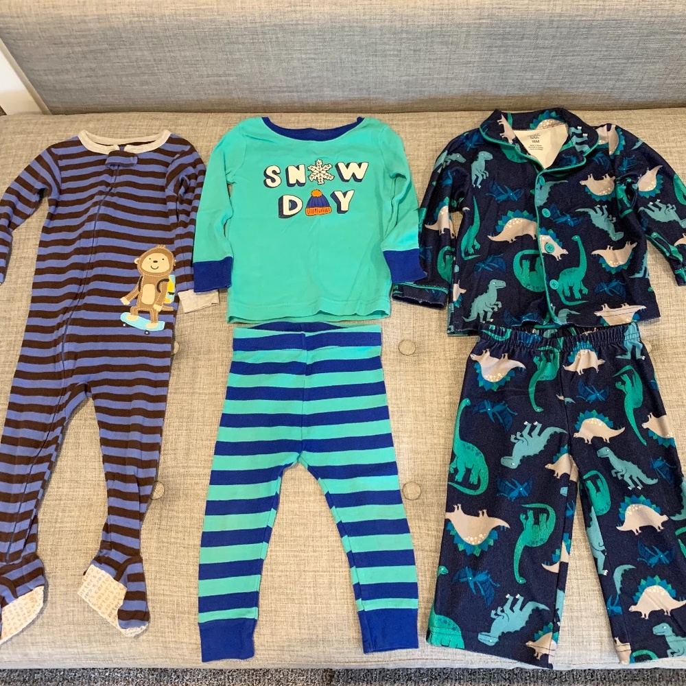 Lot of 3 Pajama Sets 18M Dinosaur